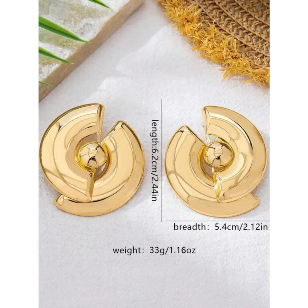 Gold Statement Hoop Earrings - Women Jewelry R 409